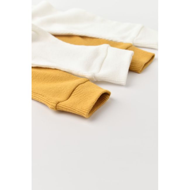 Set 2 pantaloni bebe unisex din bumbac organic si modal - Mustar/Ecru, Baby Cosy (Marime: 6-9 luni) JEMBC-CSYM11608-6