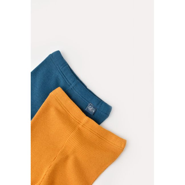 Set 2 pantaloni cu botosei bebe unisex din bumbac organic si modal - Bleumarin/Sofran, Baby Cosy (Marime: 6-9 luni) JEMCSYM11602-6