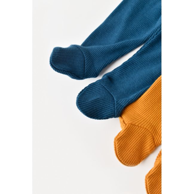 Set 2 pantaloni cu botosei bebe unisex din bumbac organic si modal - Bleumarin/Sofran, Baby Cosy (Marime: 6-9 luni) JEMCSYM11602-6