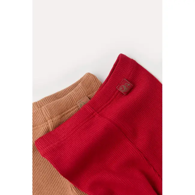 Set 2 pantaloni cu botosei bebe unisex din bumbac organic si modal - Maro/Rosu, Baby Cosy (Marime: 0-3 Luni) JEMCSYM11603-0