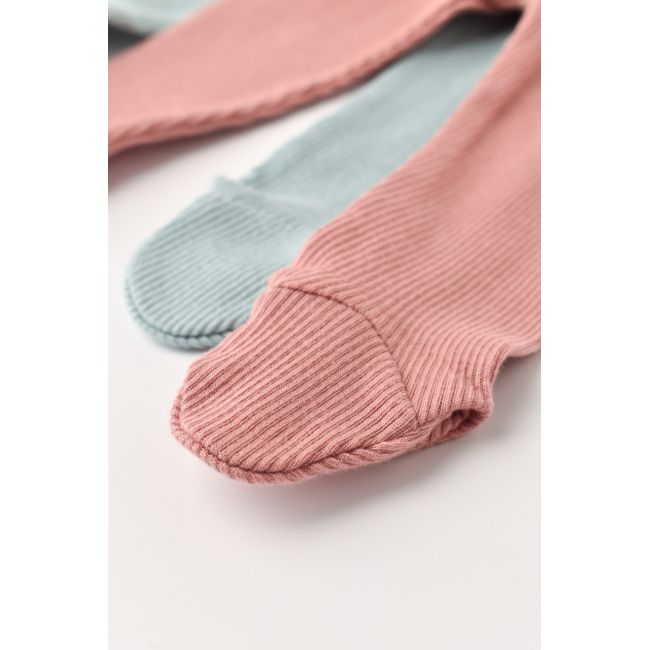 Set 2 pantaloni cu botosei bebe unisex din bumbac organic si modal - Mint/Rose, Baby Cosy (Marime: 6-9 luni) JEMCSYM11600-6