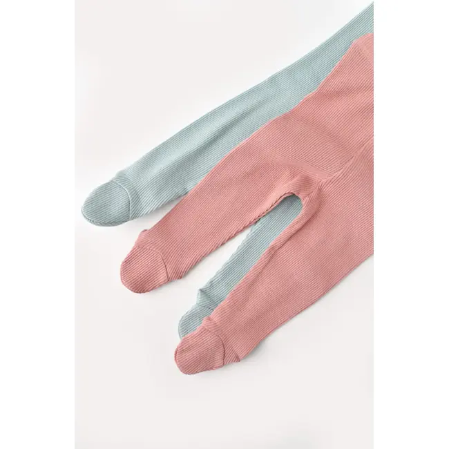 Set 2 pantaloni cu botosei bebe unisex din bumbac organic si modal - Mint/Rose, Baby Cosy (Marime: 6-9 luni) JEMCSYM11600-6
