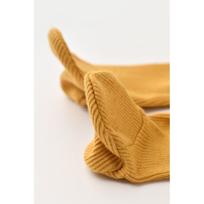 Set 2 pantaloni cu botosei bebe unisex din bumbac organic si modal - Mustar/Ecru, Baby Cosy (Marime: 3-6 Luni) JEMCSYM11601-3