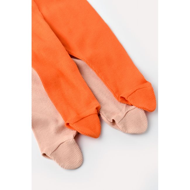 Set 2 pantaloni cu botosei bebe unisex din bumbac organic si modal - Rodie/Piersica, Baby Cosy (Marime: 3-6 Luni) JEMCSYM11606-3