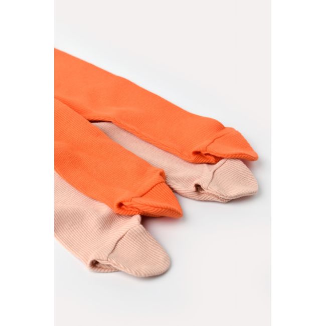 Set 2 pantaloni cu botosei bebe unisex din bumbac organic si modal - Rodie/Piersica, Baby Cosy (Marime: 3-6 Luni) JEMCSYM11606-3