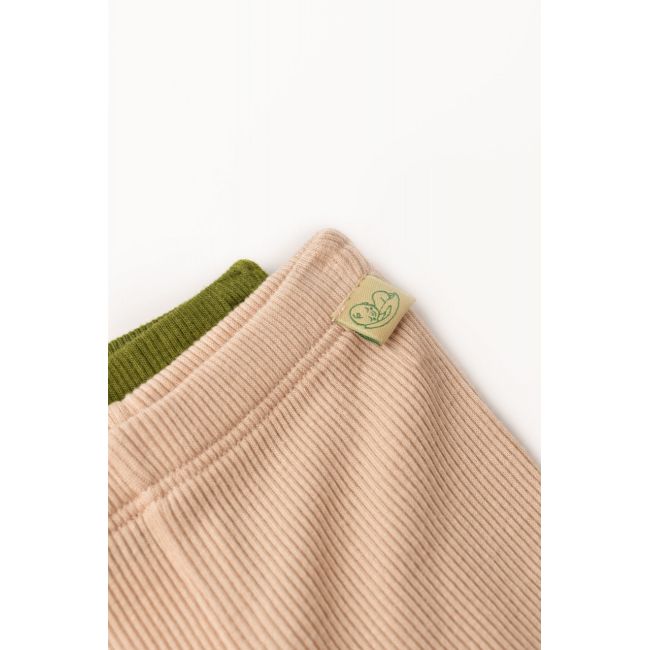 Set 2 pantaloni cu botosei bebe unisex din bumbac organic si modal - Verde/Blush, Baby Cosy (Marime: 6-9 luni) JEMCSYM11604-6