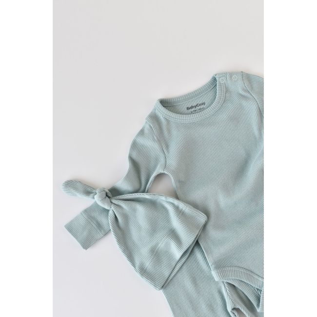 Set 4 piese: bluza, pantaloni, caciulita si manusi din bumbac organic si modal - Mint, Baby Cosy (Marime: 3-6 Luni) JEMBC-CSYM24509-3