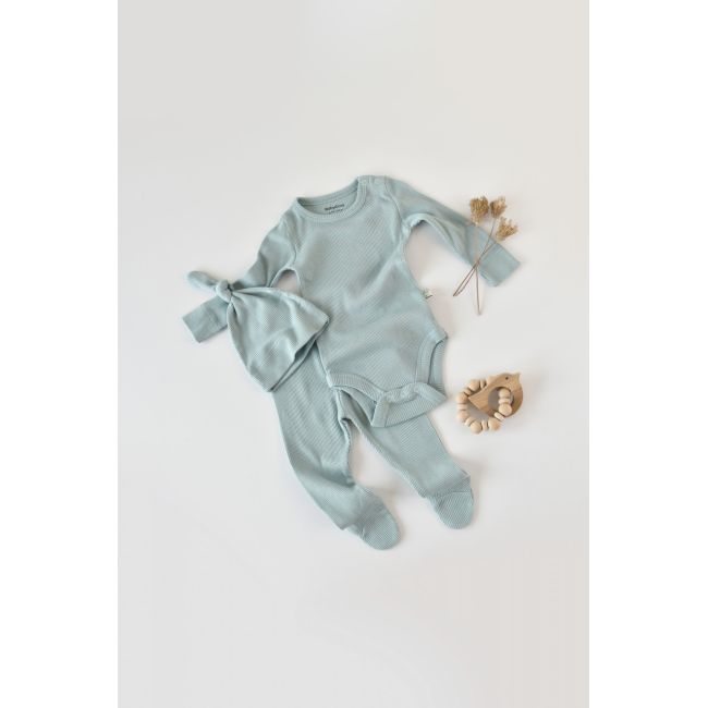 Set 4 piese: bluza, pantaloni, caciulita si manusi din bumbac organic si modal - Mint, Baby Cosy (Marime: 6-9 luni) JEMBC-CSYM24509-6