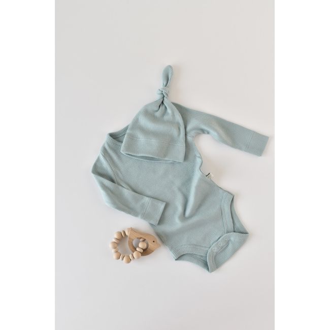 Set 4 piese: bluza, pantaloni, caciulita si manusi din bumbac organic si modal - Mint, Baby Cosy (Marime: 6-9 luni) JEMBC-CSYM24509-6