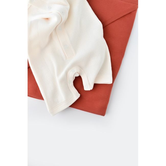 Salopeta cu panataloni scurti - 100% bumbac organic - Ecru, Baby Cosy (Marime: 12-18 Luni) JEMBC-CSYW1014-12
