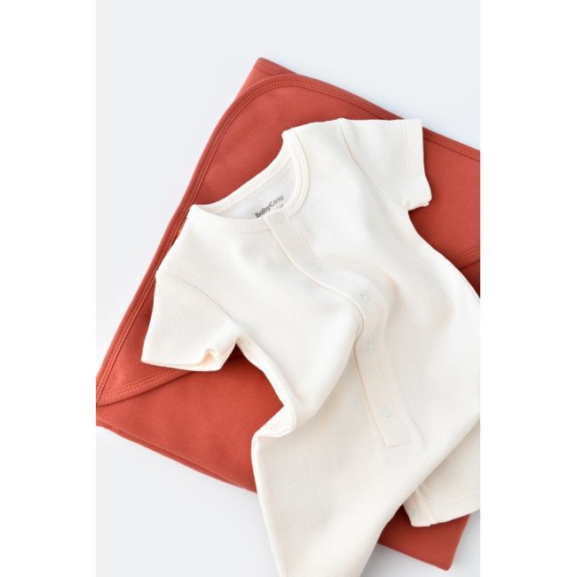 Salopeta cu panataloni scurti - 100% bumbac organic - Ecru, Baby Cosy (Marime: 12-18 Luni) JEMBC-CSYW1014-12