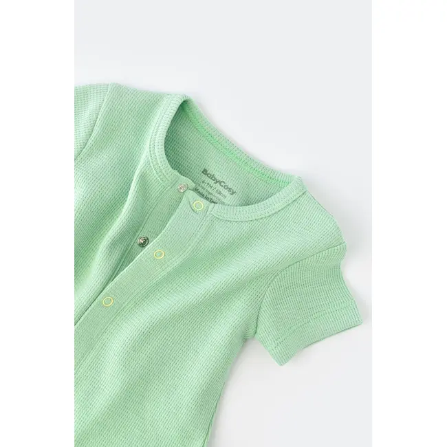 Salopeta cu panataloni scurti - 100% bumbac organic - Mint, Baby Cosy (Marime: 3-6 Luni) JEMBC-CSYW1013-3
