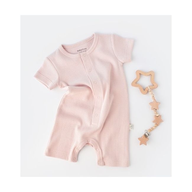 Salopeta cu panataloni scurti - 100% bumbac organic - Roz, Baby Cosy (Marime: 3-6 Luni) JEMBC-CSYW1017-3