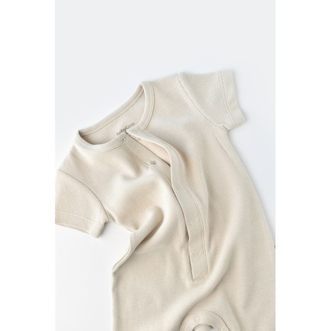 Salopeta cu panataloni scurti - 100% bumbac organic - Stone, Baby Cosy (Marime: 3-6 Luni) JEMBC-CSYW1012-3