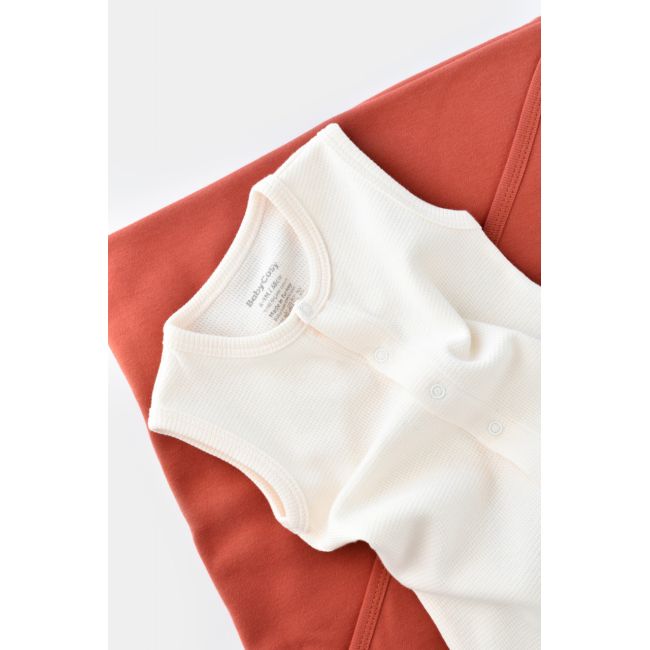 Salopeta fara maneci si panataloni scurti - 100% bumbac organic - Ecru, Baby Cosy (Marime: 9-12 luni) JEMBC-CSYW1008-9