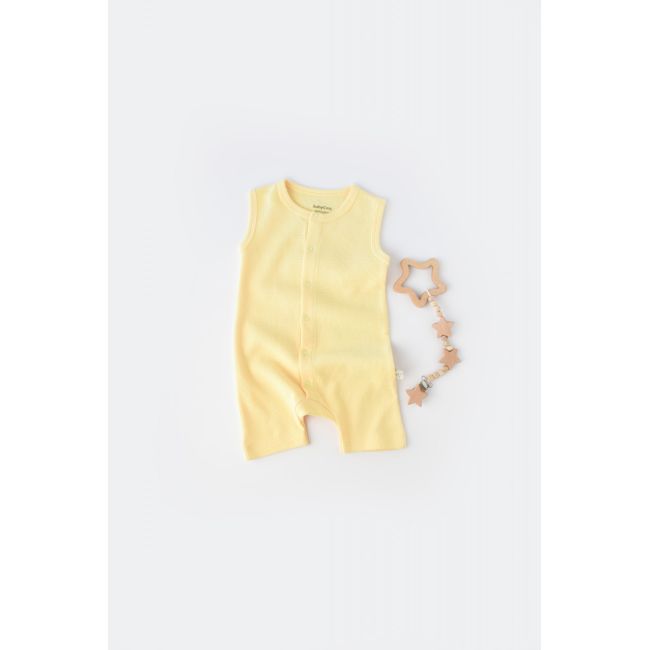 Salopeta fara maneci si panataloni scurti - 100% bumbac organic - Galben, Baby Cosy (Marime: 12-18 Luni) JEMBC-CSYW1010-12