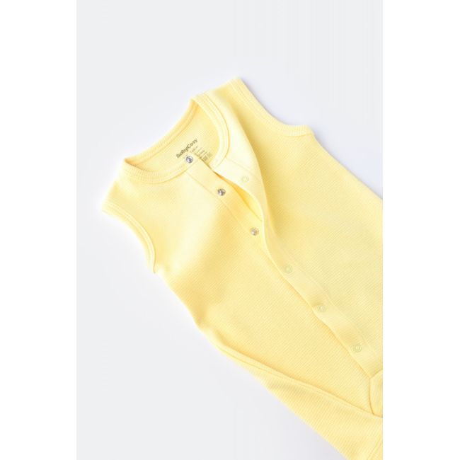 Salopeta fara maneci si panataloni scurti - 100% bumbac organic - Galben, Baby Cosy (Marime: 12-18 Luni) JEMBC-CSYW1010-12