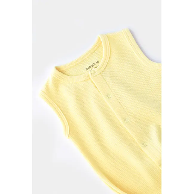 Salopeta fara maneci si panataloni scurti - 100% bumbac organic - Galben, Baby Cosy (Marime: 3-6 Luni) JEMBC-CSYW1010-3