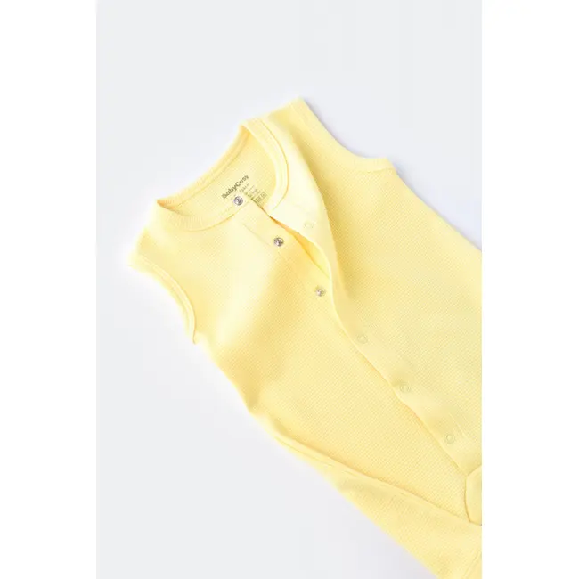 Salopeta fara maneci si panataloni scurti - 100% bumbac organic - Galben, Baby Cosy (Marime: 3-6 Luni) JEMBC-CSYW1010-3