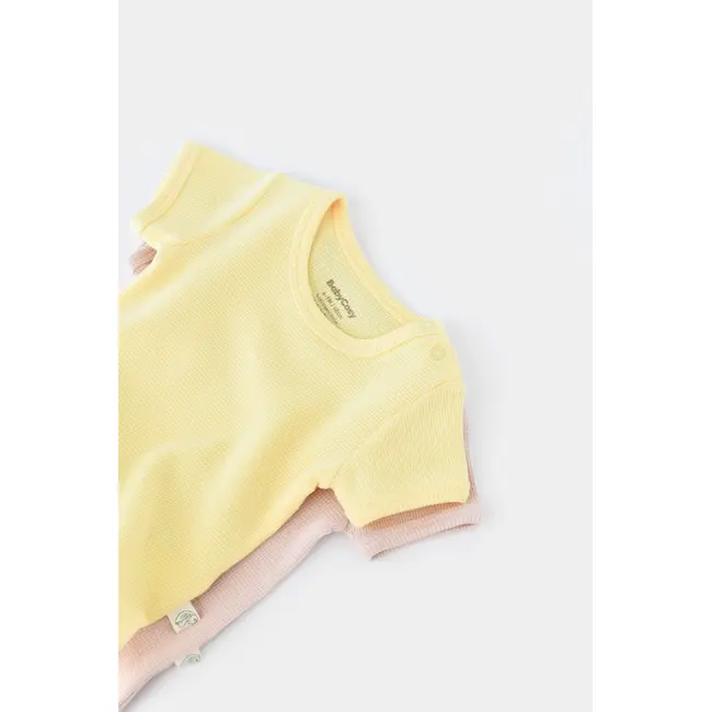 Set 2 body-uri bebe unisex -100% bumbac organic - Galben/Roz, Baby Cosy (Marime: 18-24 Luni) JEMBC-CSYW1005-18