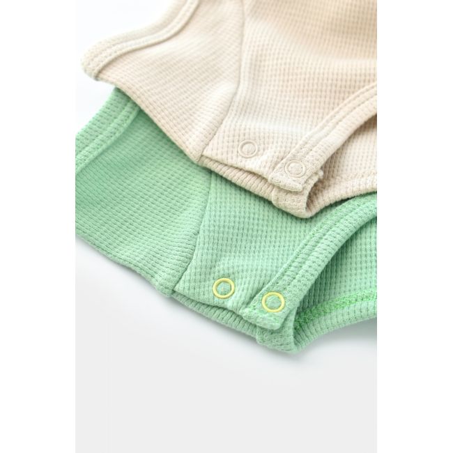 Set 2 body-uri bebe unisex -100% bumbac organic - Mint/Stone, Baby Cosy (Marime: 3-6 Luni) JEMBC-CSYW1003-3