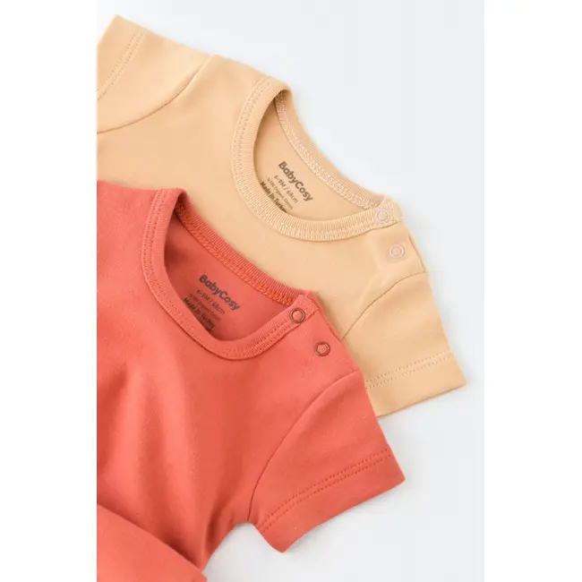 Set 2 body-uri bebe unisex -100% bumbac organic - Mustar/ Scortisoara, Baby Cosy (Marime: 9-12 luni) JEMBC-CSY3023-9