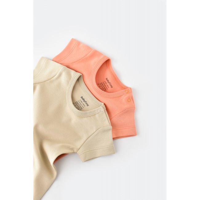 Set 2 body-uri bebe unisex -100% bumbac organic - Roz/Crem, Baby Cosy (Marime: 9-12 luni) JEMBC-CSY3022-9