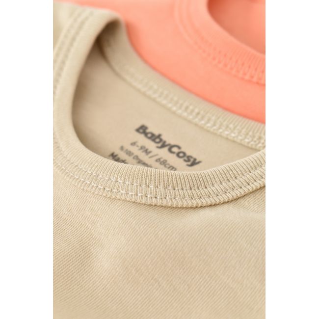 Set 2 body-uri bebe unisex -100% bumbac organic - Roz/Crem, Baby Cosy (Marime: 9-12 luni) JEMBC-CSY3022-9