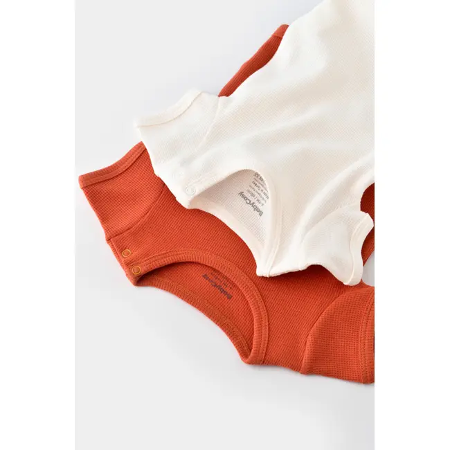 Set 2 body-uri bebe unisex -100% bumbac organic - Scortisoara/Ecru, Baby Cosy (Marime: 18-24 Luni) JEMBC-CSYW1004-18