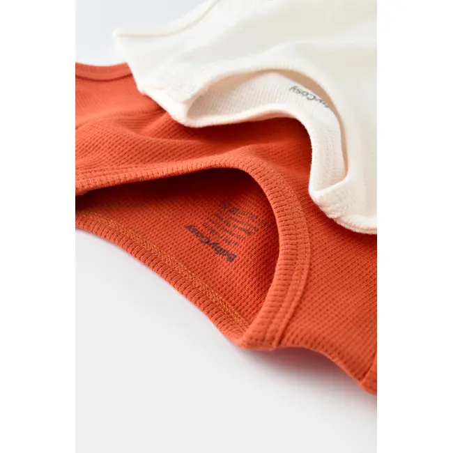 Set 2 body-uri bebe unisex -100% bumbac organic - Scortisoara/Ecru, Baby Cosy (Marime: 9-12 luni) JEMBC-CSYW1004-9