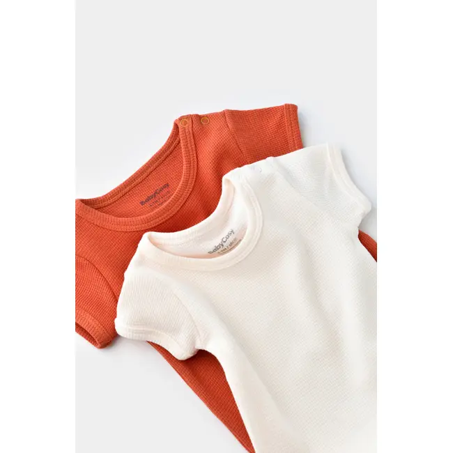 Set 2 body-uri bebe unisex -100% bumbac organic - Scortisoara/Ecru, Baby Cosy (Marime: 9-12 luni) JEMBC-CSYW1004-9