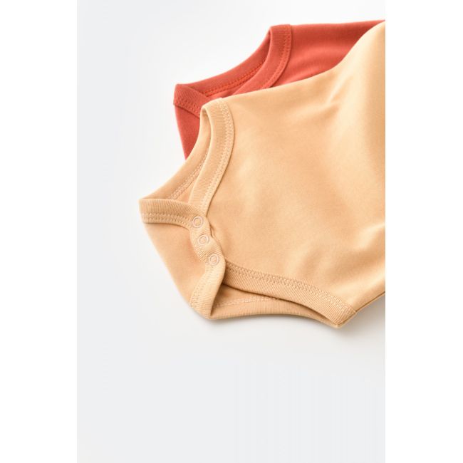 Set 2 body-uri fara maneci bebe unisex -100% bumbac organic - Mustar/ Scortisoara, Baby Cosy (Marime: 6-9 luni) JEMBC-CSY3020-6