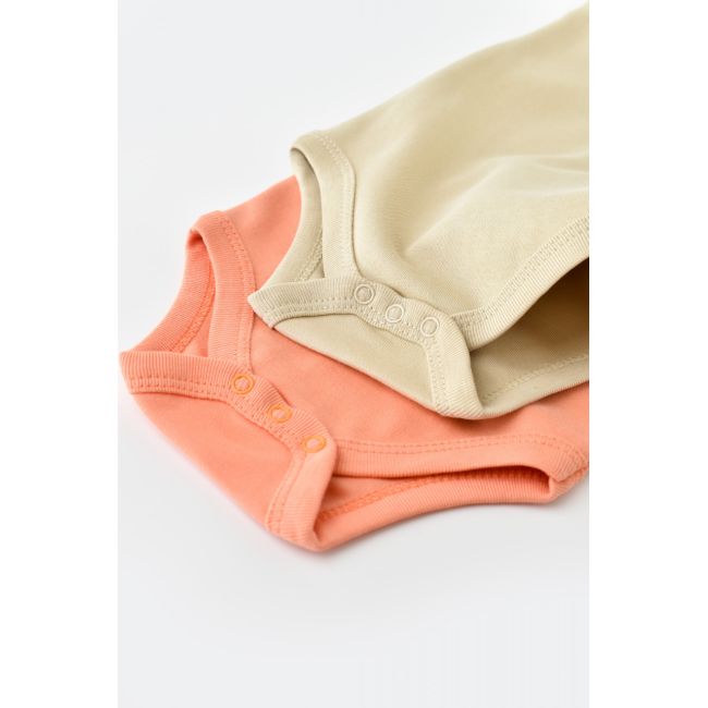 Set 2 body-uri fara maneci bebe unisex -100% bumbac organic - Roz/Crem, Baby Cosy (Marime: 9-12 luni) JEMBC-CSY3019-9