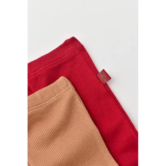 Set 2 pantaloni bebe unisex din bumbac organic si modal - Maro/Rosu, Baby Cosy (Marime: 12-18 Luni) JEMBC-CSYM11610-12