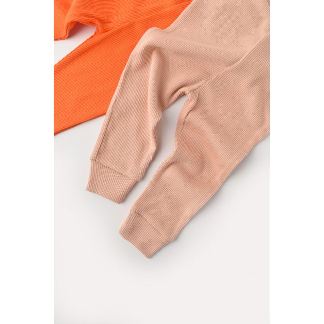 Set 2 pantaloni bebe unisex din bumbac organic si modal - Rodie/Piersica, Baby Cosy (Marime: 9-12 luni) JEMBC-CSYM11613-9