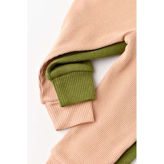 Set 2 pantaloni bebe unisex din bumbac organic si modal - Verde/Blush, Baby Cosy (Marime: 12-18 Luni) JEMBC-CSYM11611-12