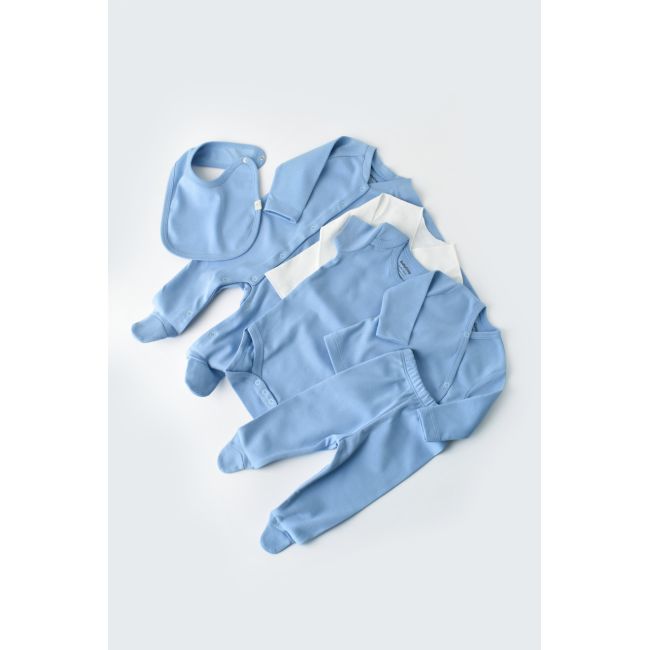 Set de 10 piese pentru nou nascut - 100% bumbac organic - Bleu, Baby Cosy JEMBC-CSY5107