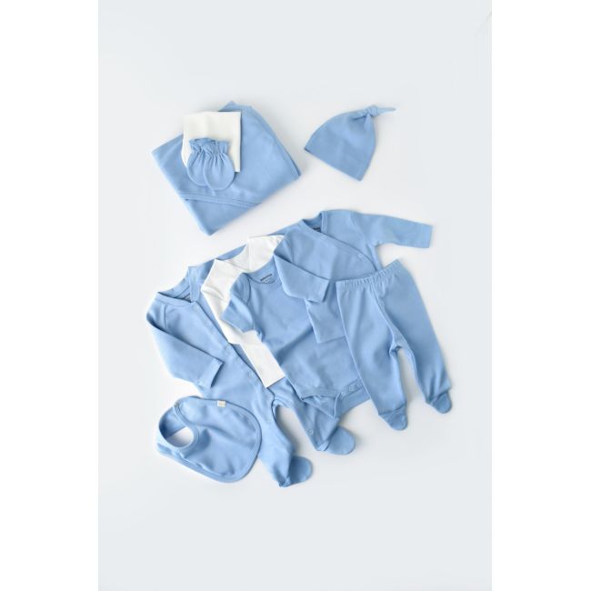 Set de 10 piese pentru nou nascut - 100% bumbac organic - Bleu, Baby Cosy JEMBC-CSY5107