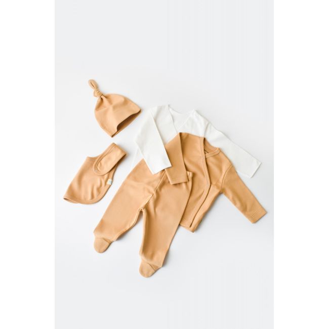 Set de 10 piese pentru nou nascut - 100% bumbac organic - Mustar, Baby Cosy JEMBC-CSY5106