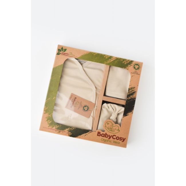 Set de 5 piese pentru nou nascut - 100% bumbac organic - Crem, Baby Cosy JEMBC-CSY5503