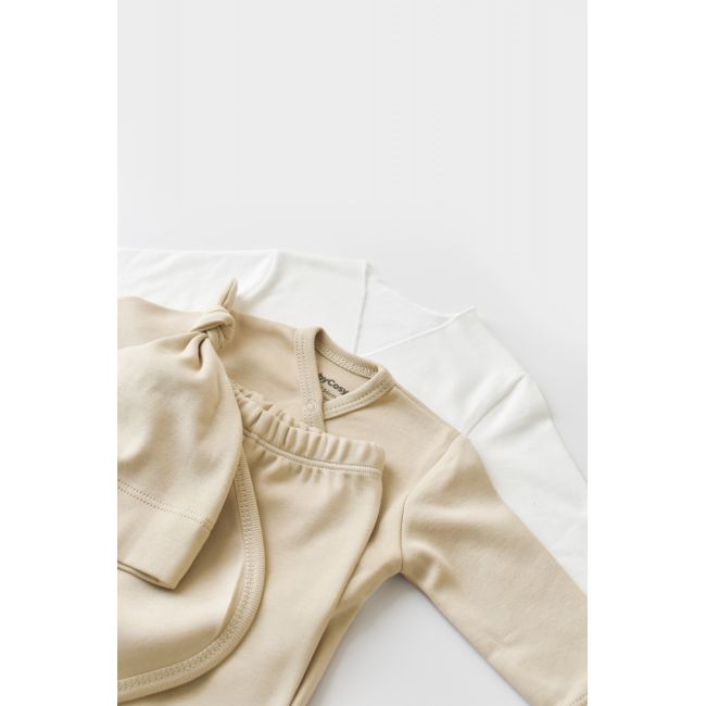 Set de 5 piese pentru nou nascut - 100% bumbac organic - Crem, Baby Cosy JEMBC-CSY5503