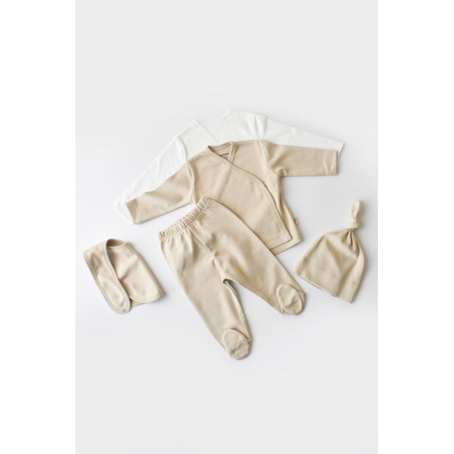 Set de 5 piese pentru nou nascut - 100% bumbac organic - Crem, Baby Cosy JEMBC-CSY5503