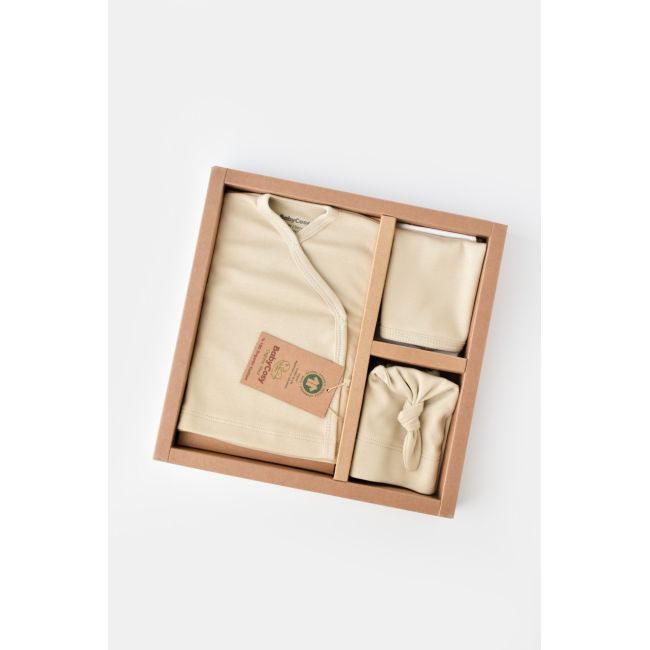 Set de 5 piese pentru nou nascut - 100% bumbac organic - Crem, Baby Cosy JEMBC-CSY5503