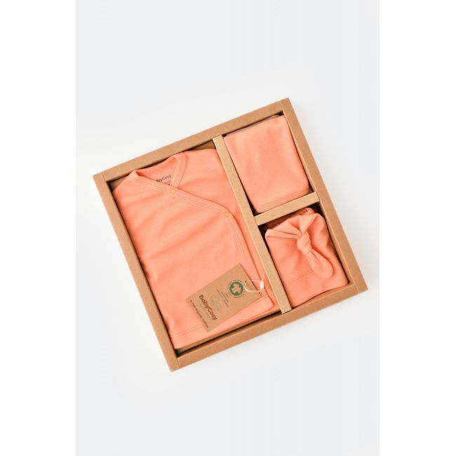 Set de 5 piese pentru nou nascut - 100% bumbac organic - Roz Piersica, Baby Cosy JEMBC-CSY5508