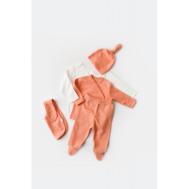 Set de 5 piese pentru nou nascut - 100% bumbac organic - Roz Piersica, Baby Cosy JEMBC-CSY5508