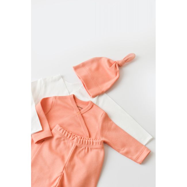Set de 5 piese pentru nou nascut - 100% bumbac organic - Roz Piersica, Baby Cosy JEMBC-CSY5508
