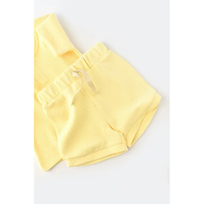 Set tricou cu panataloni scurti - 100% bumbac organic - Galben, Baby Cosy (Marime: 3-6 Luni) JEMBC-CSYW1022-3