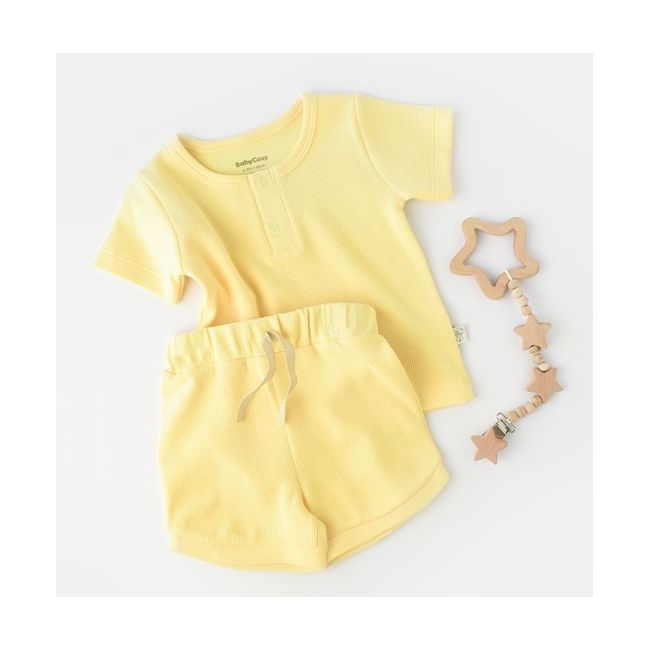Set tricou cu panataloni scurti - 100% bumbac organic - Galben, Baby Cosy (Marime: 9-12 luni) JEMBC-CSYW1022-9