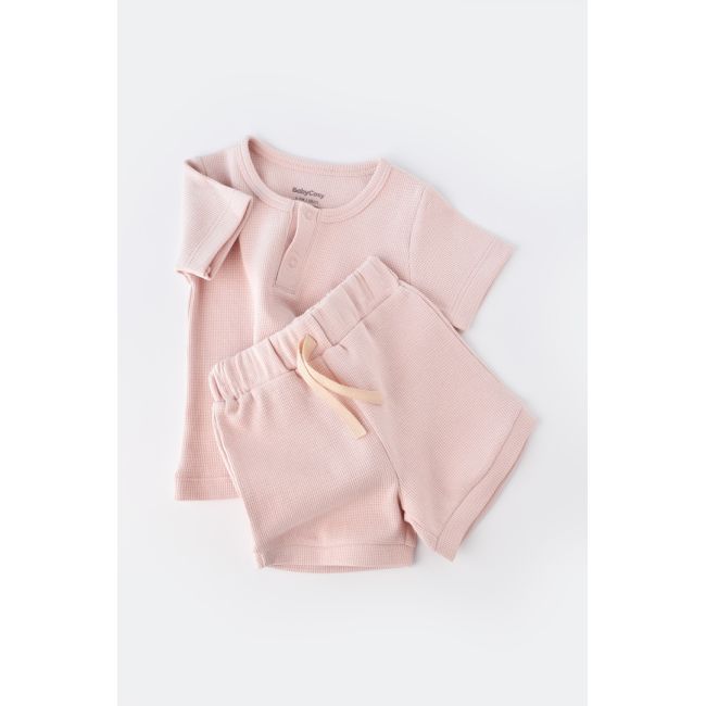 Set tricou cu panataloni scurti - 100% bumbac organic - Roz, Baby Cosy (Marime: 6-9 luni) JEMBC-CSYW1023-6
