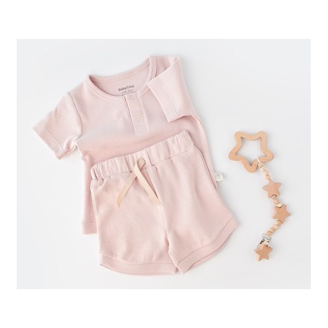 Set tricou cu panataloni scurti - 100% bumbac organic - Roz, Baby Cosy (Marime: 9-12 luni) JEMBC-CSYW1023-9